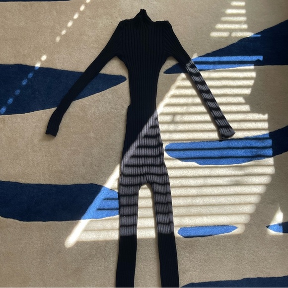 Shape Black Ribbed Women's Knit Jumpsuit - Picture 2 of 4